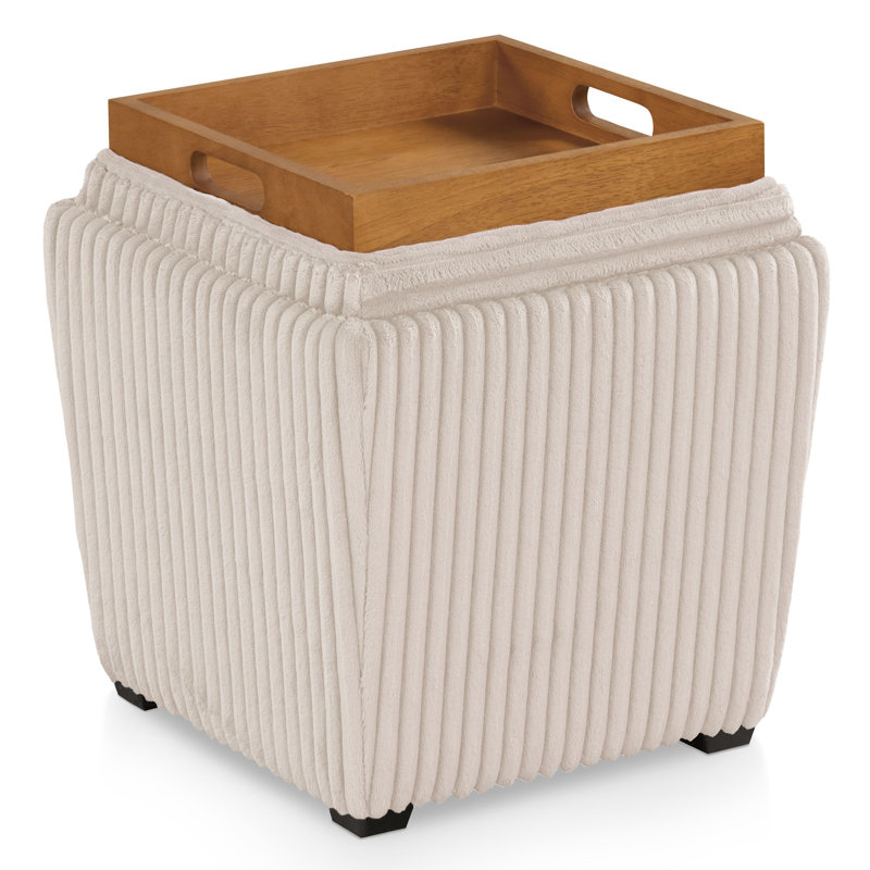 Simone Square Storage Ottoman, Beige