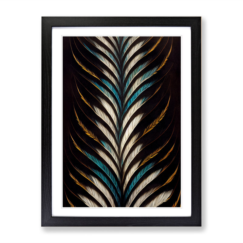 Unreal Feather - Single Picture Frame Print, Black , 64cm H x 46cm W x 2cm D