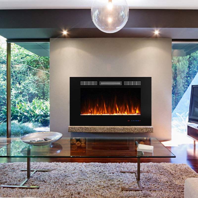 36.02'' W Recessed Electric Fireplace Insert, WiFi Heater for Living Room,Timer, Overheating Protection, Touch Screen, Black