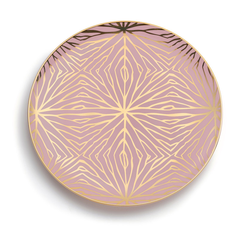 Talianna Handmade Salad/Dessert Plate, Blue/Pink/Brown/Gold