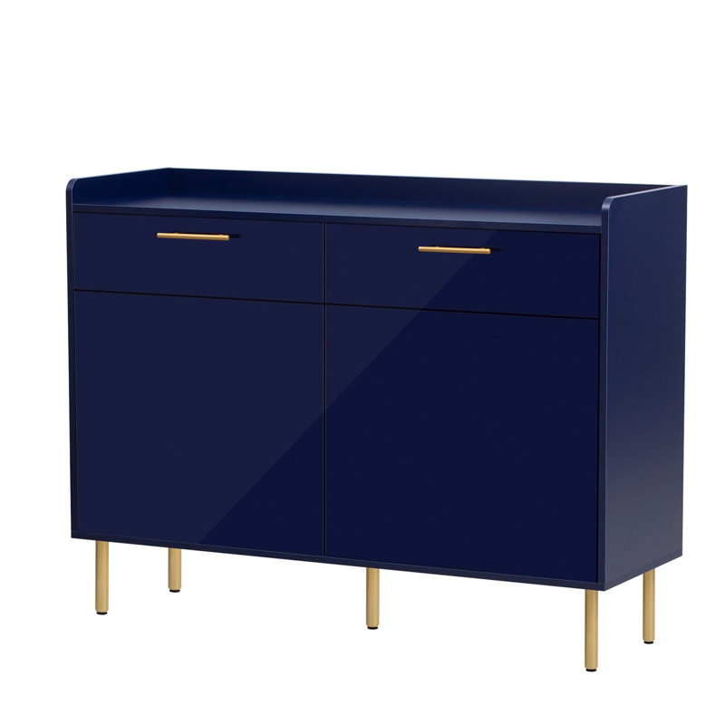 Jerina 47.20'' Sideboard Wooden Storage Cabinet with Drawers, Steel Pipe Table Legs, Suitable for Hallway, Study, Living Room