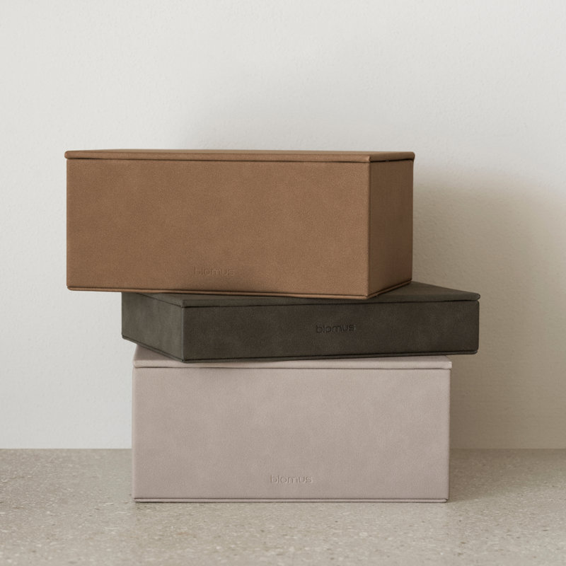 SAHLA Leather / Faux Leather Jewelry Box, 1.6"x8.7"x6.1", Gray
