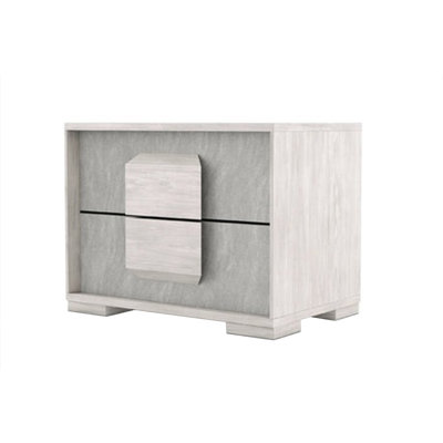 Nomi Nightstand, 2 Drawers And Melamine Top, Stone Gray Front, 24 Inch