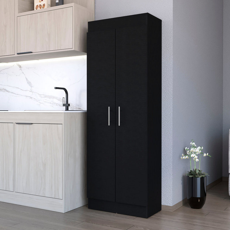 Armoire de cuisine à 5 tablettes - noir, grande capacité de rangement en option noire, Noir