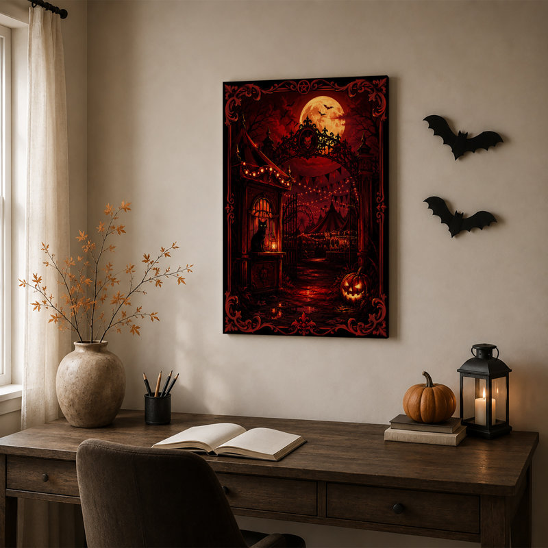 Art mural sur toile Spooky Circus Gate, H 18 po x l 12 po