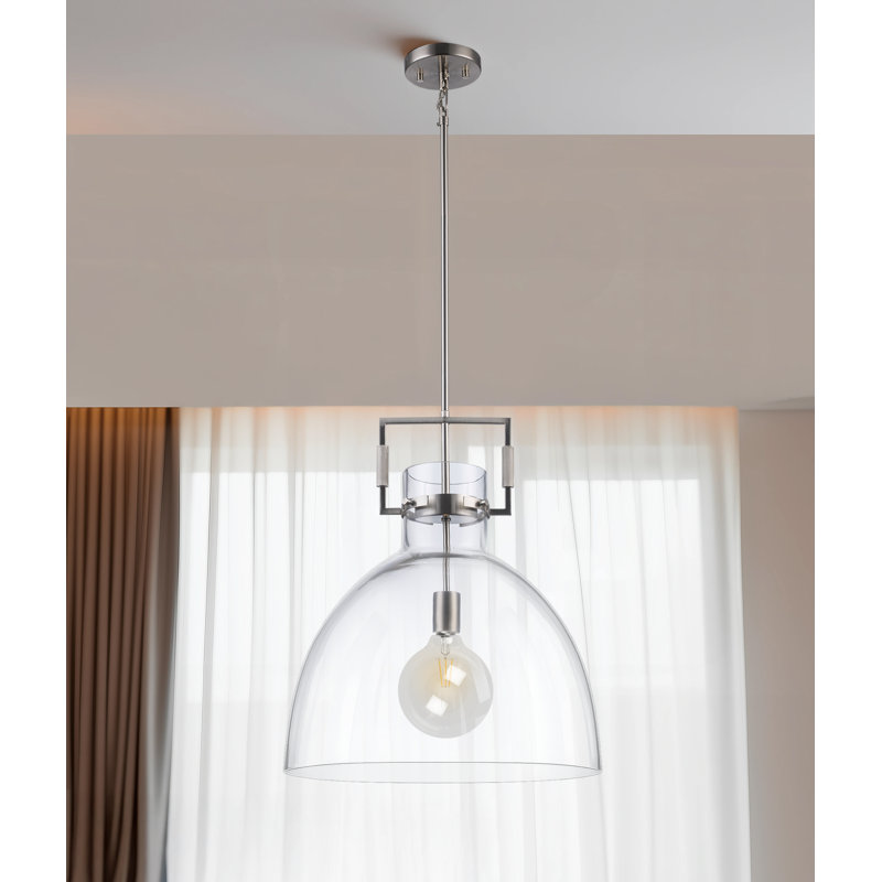 Miami 1-Light Dimmable Dome Pendant, Brushed Nickel