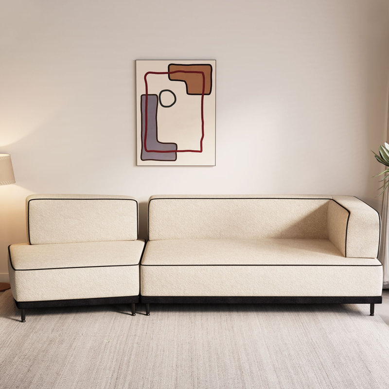 Canapé modulaire 95,3 po, canapé modulaire rembourré avec housses lavables et mousse haute densité 95,5 po