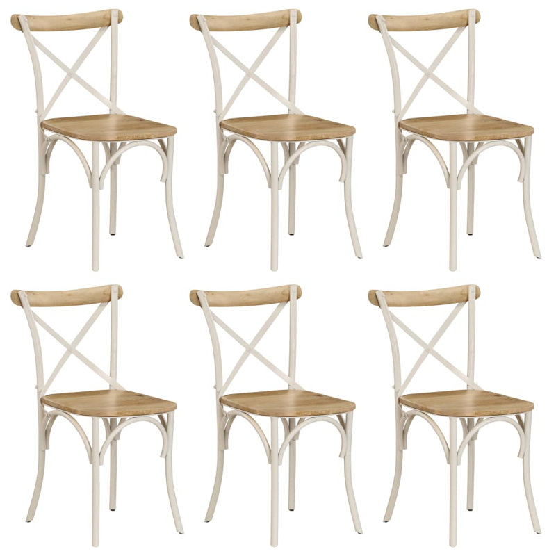 Cross Chairs Solid Mango Wood, White/Brown, 6