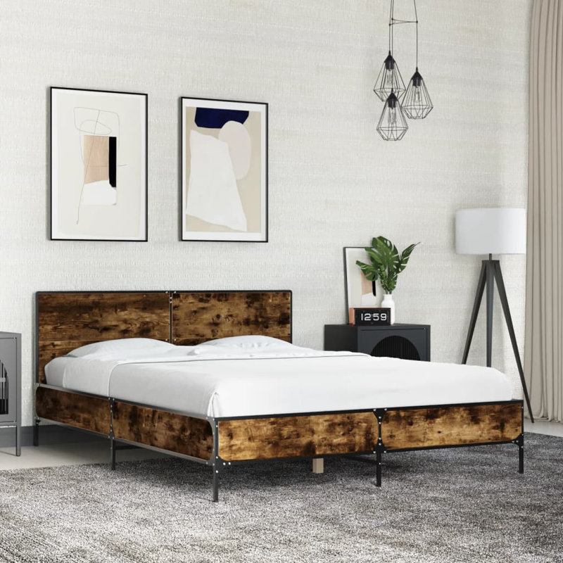 Adamek Bed, Double (4'6), Smoked Oak