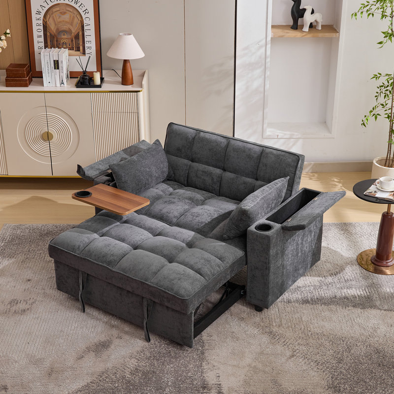 2 Seater Fabric Sofa Bed, Grey