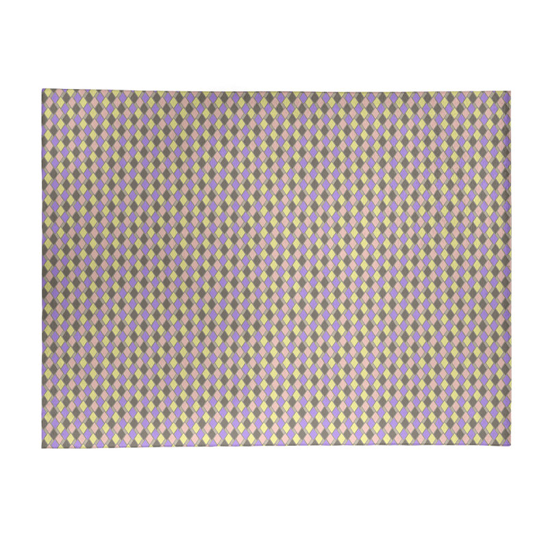 Tapis de diamants orchidée/jaune rétro, Rectangle 8 pi x 10 pi