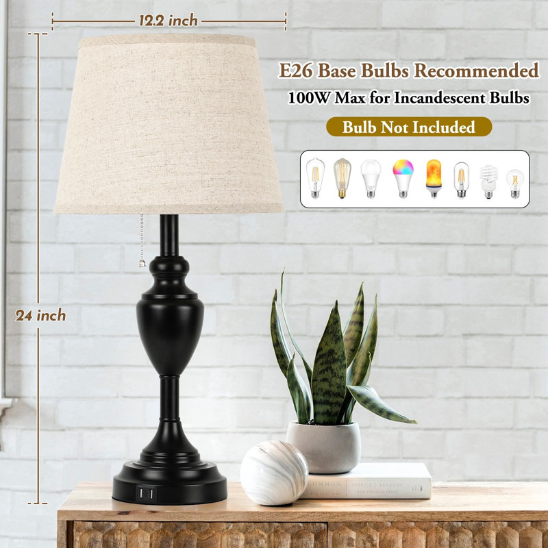 Metal USB Table Lamp, Black