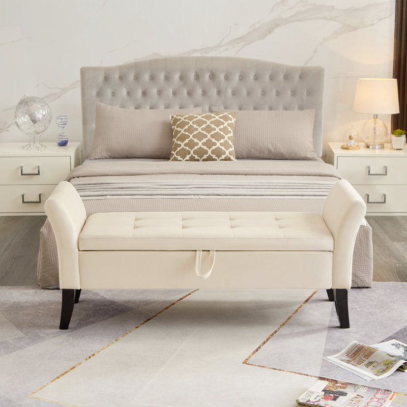 Banc de lit 51,5 po avec velours de rangement