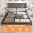 Lift Up Storage Bed Frame / Vertical Channel Tufted Headboard-1614852997-1614852995
