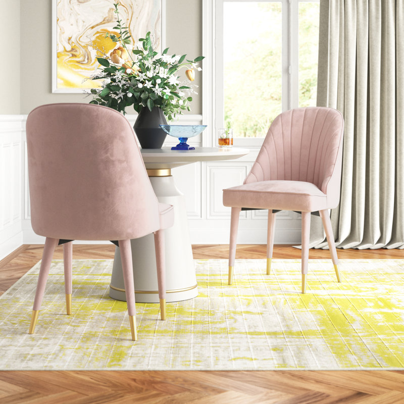 Mercede 19.7'' H Tufted Velvet Upholstered Side Chair, Pink Velvet