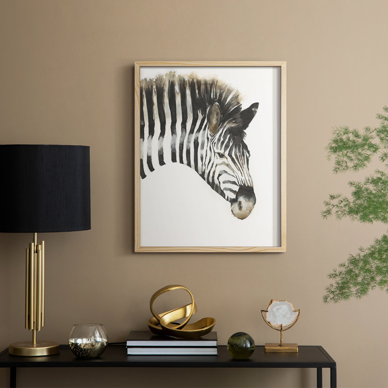 Zebra Stripes Framed Print - Solid Wood, Natural, 15" H x 12" W