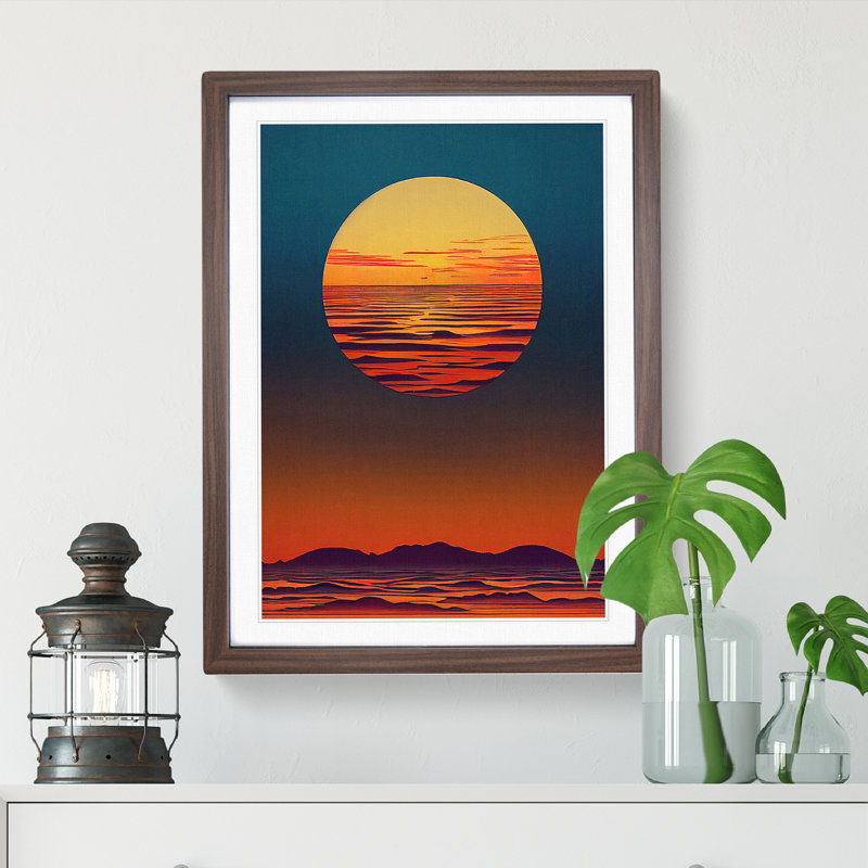 Mountain Sunset Abstract No.2 - Framed Print, 64cm H x 46cm W x 2cm D, Walnut