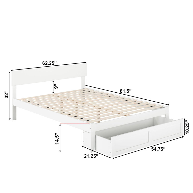 Farrah Platform Storage Bed, White, Queen