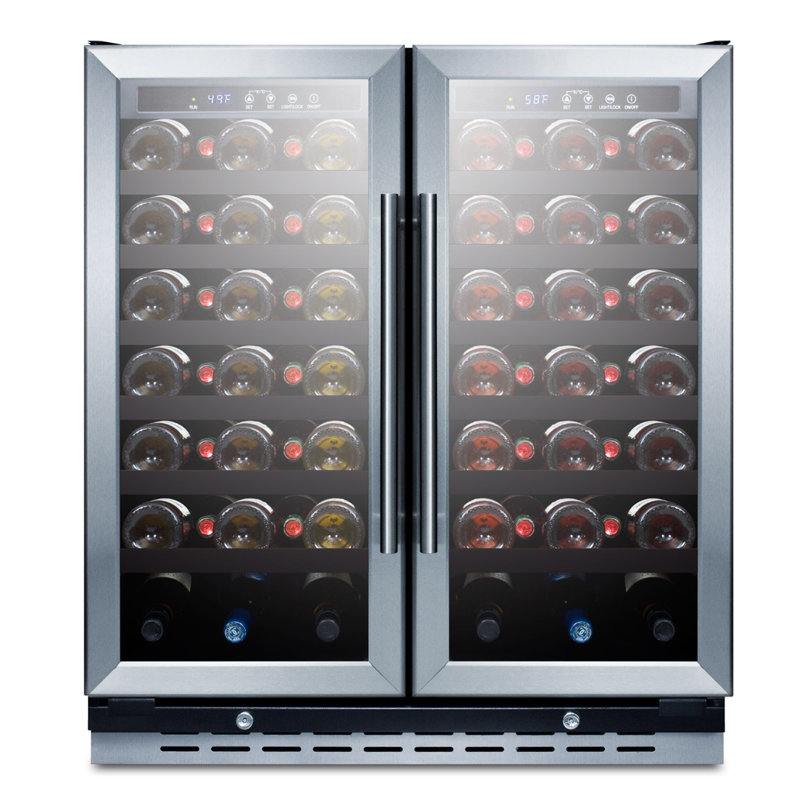 Summit 30" Stainless Steel Dual Zone Wine Cellar with Glass Doors