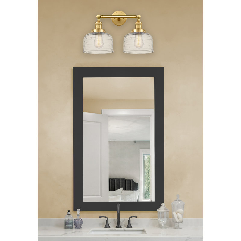 Bell - Luminaire de meuble-lavabo 19 po 2 lumières, Ampoule à DEL rétro de 6 watts, Or satiné, Tourbillon déco transparent