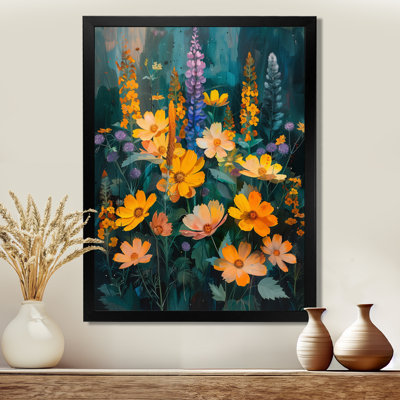 «Yellow Wildflowers Vibrant Symphony» - salon d'art mural fleurs sauvages