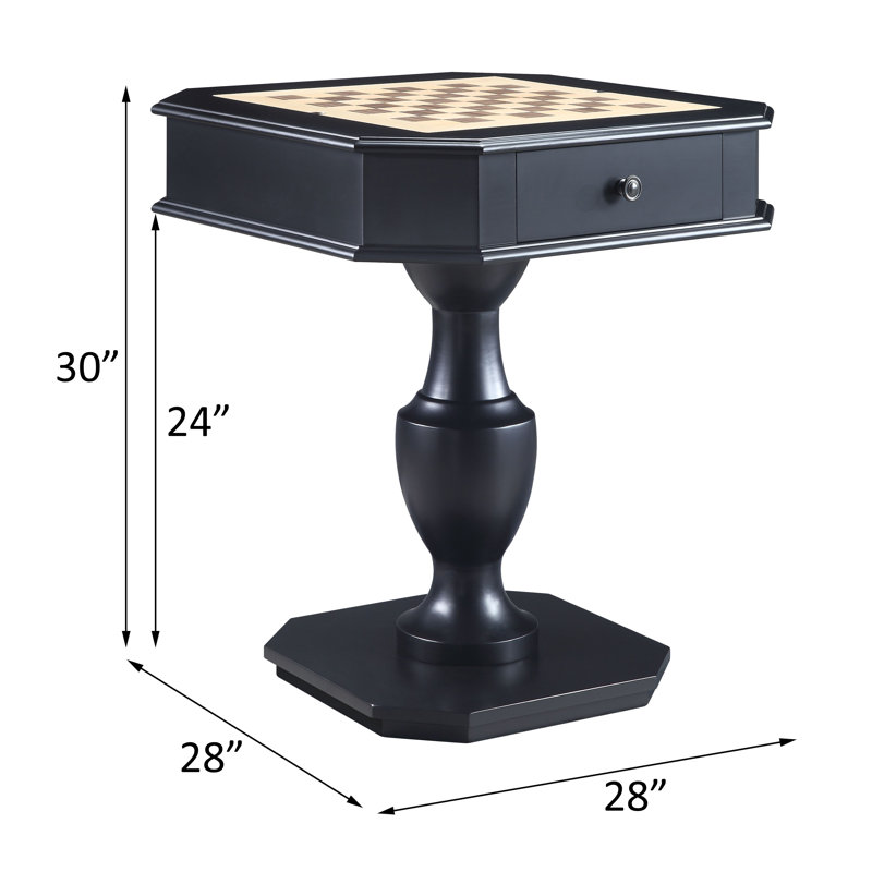 Ajavion 3 in 1 - Chess, Checkers, and Backgammon Game Table with Storage, Black