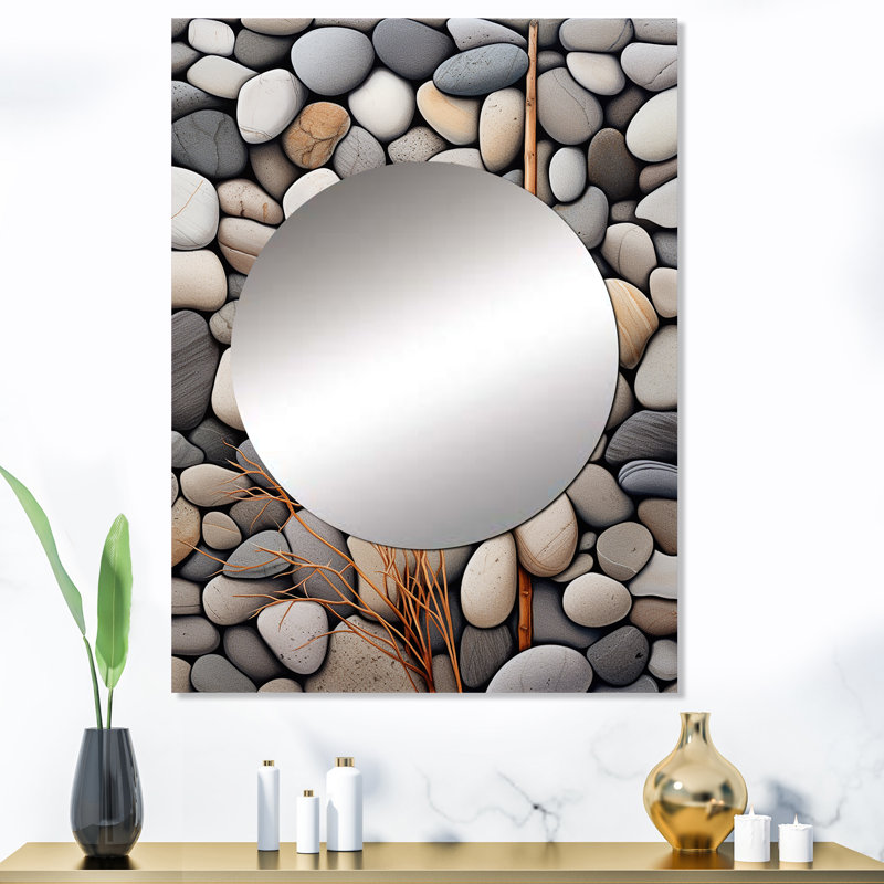 Zaleth Beach Photo Harmonious Balance II - miroir mural de plage unique, miroir gris, impression d'art en métal
