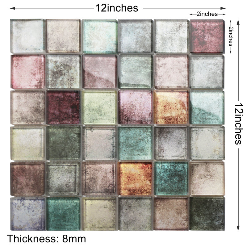 Antique 12" x 12" Glass Mosaic Wall Tile