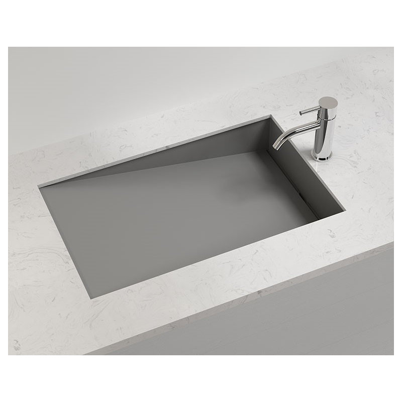 Lavabo de salle de bain encastré en résine en pierre Badeloft UB-04-RL-MGRY de 25,2 po x 16,1 po Badeloft, Gris mat