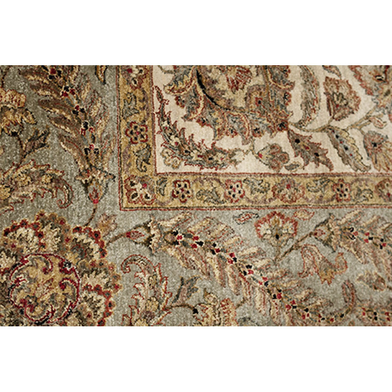 Tapis ivoire et vert noué à la main de haute qualité