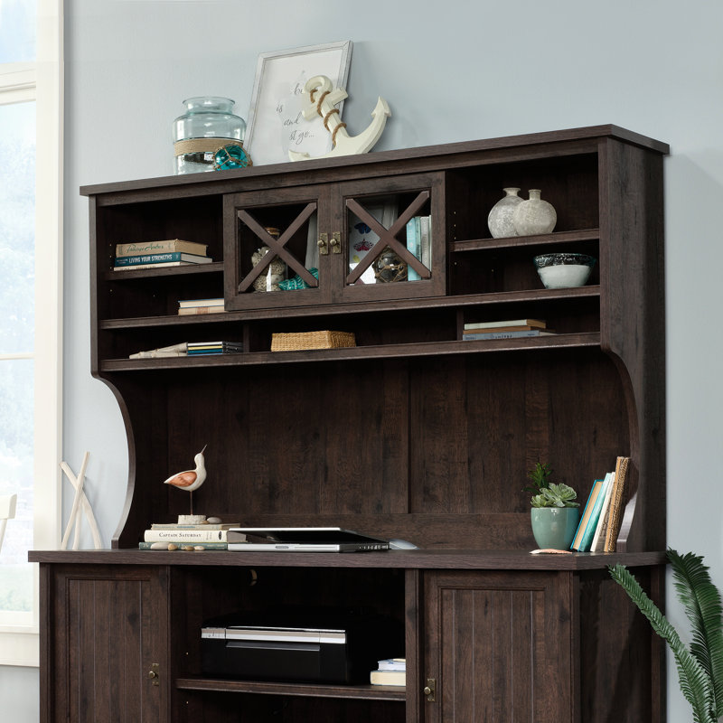 Brun élégant avec deux tablettes réglables, conception d'inspiration bord de mer pour le bureau à domicile, le salon ou le bureau, rangement intégré, espace de présentation élégant, fabrication en bois d'ingénierie, facile à utiliser