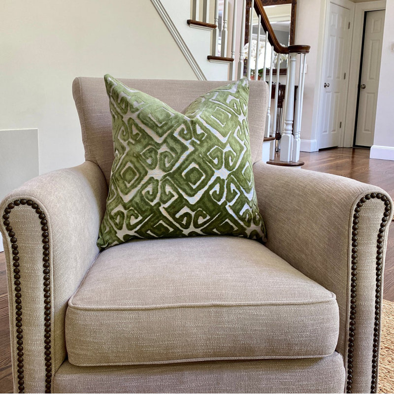 Housse de coussin en velours Tribal, 20 po x 20 po, Chartreuse