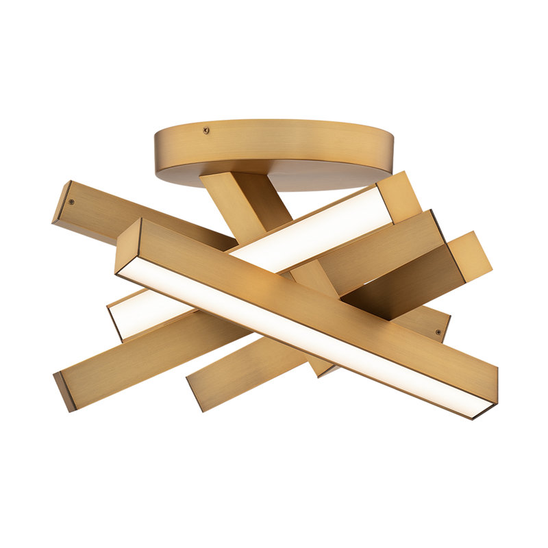 Chaos LED Semi-Flush Mount, Antique Brass