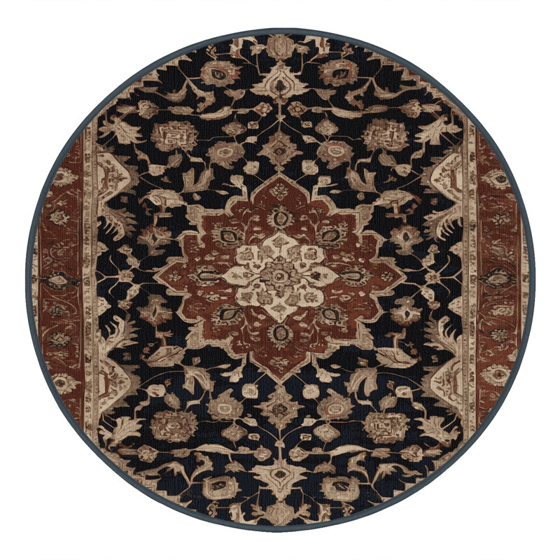 Tapis brun lavable à la machine, Rond 3 pi