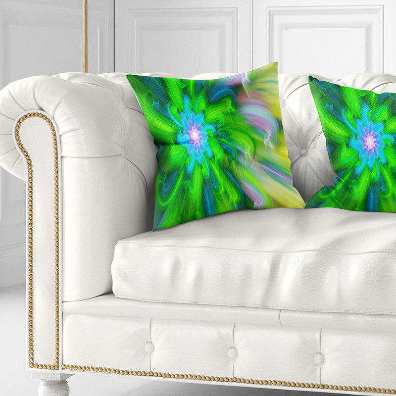 Pétales de fleurs - Coussin imprimé floral, 16 po x 1 po, Floral 4, Vert