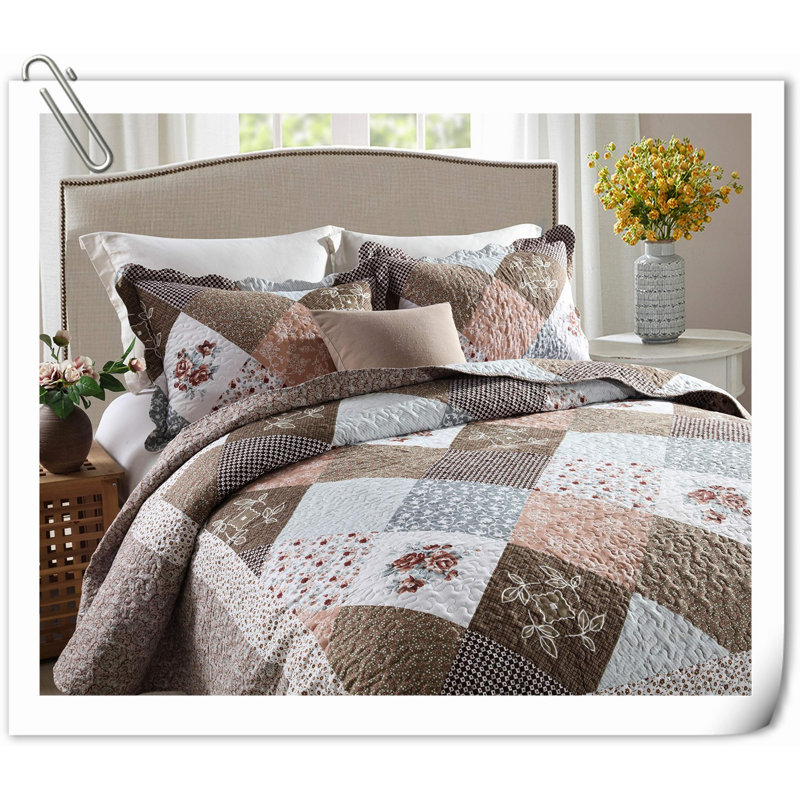 Quilts Machine Woven Quilt Set, Brown Patchwork