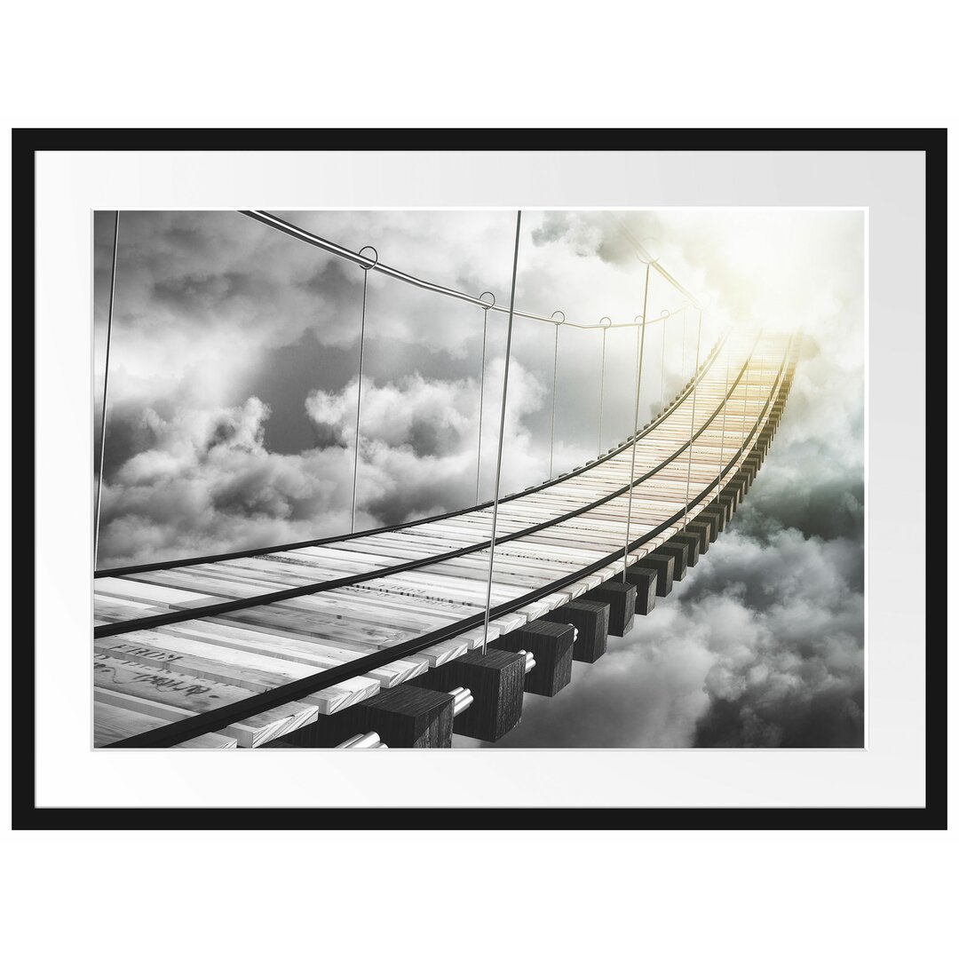 Holzbrücke in den Wolken Gerahmter Fotokunstdruck Poster