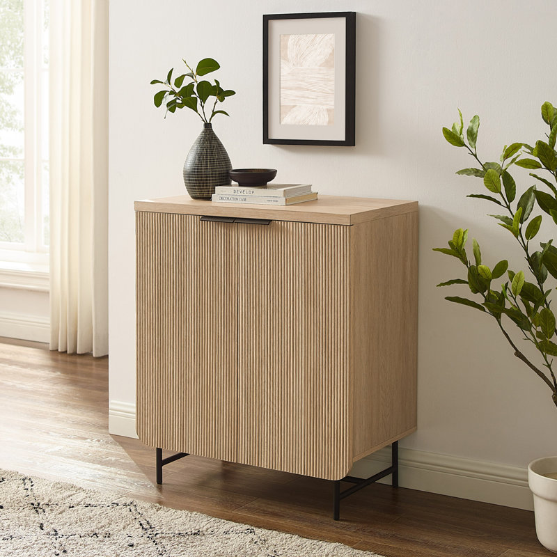 Ludlow Reeded 2-Door Accent Cabinet, Coastal Oak/Black