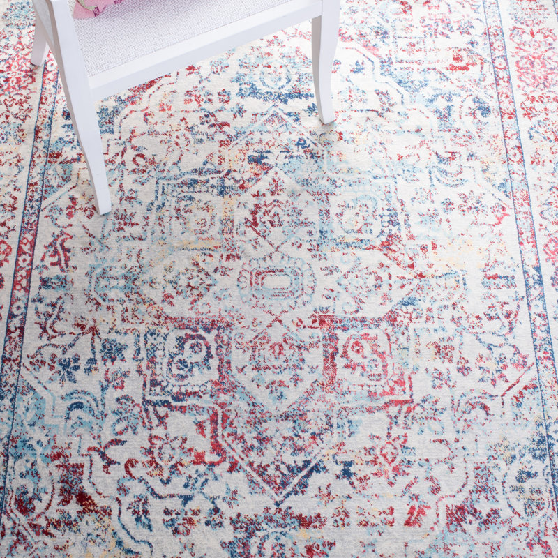 Ivory and Blue Hand-knotted Synthetic 8' x 10' Rug