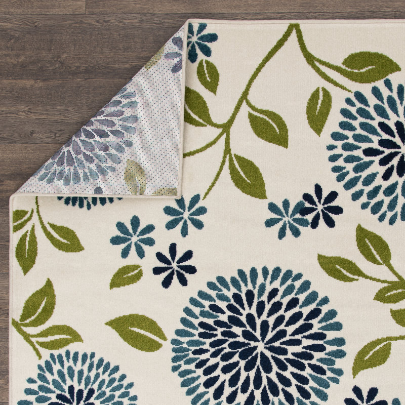 Annetra Floral Indoor / Outdoor Rug, Rectangle 9'10'' x 12'10''