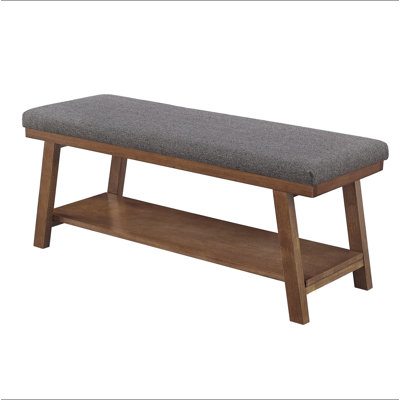 Linen Upholstered Bench with Storage Shelf – 350 lbs Capacity, Modern Bed End Bench with Cushioned Seat for Bedroom, Entryway, or Living Room