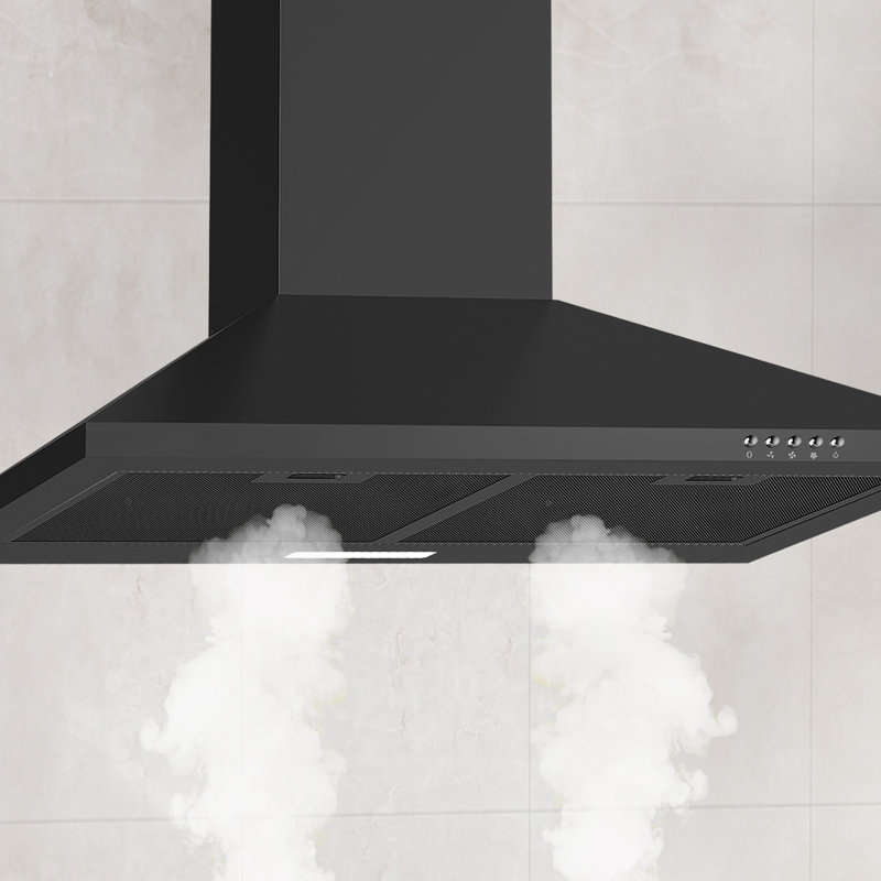 30 po Hotte intégrée à conduit 450 450 pi³ / min , Noir mat
