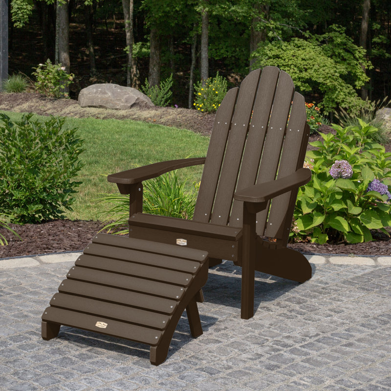 Hinz Outdoor Adirondack Chair With Ottoman, Canyon
