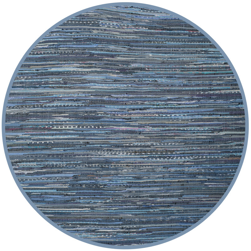 Tapis rayé en coton tissé à la main Burnette, Rond 6 pi
