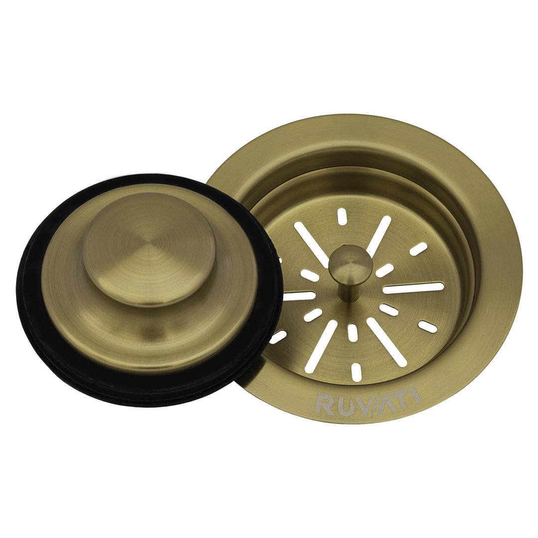 Ruvati Garbage Disposal Flange with Basket Strainer and Stopper - Stainless Steel Ruvati 