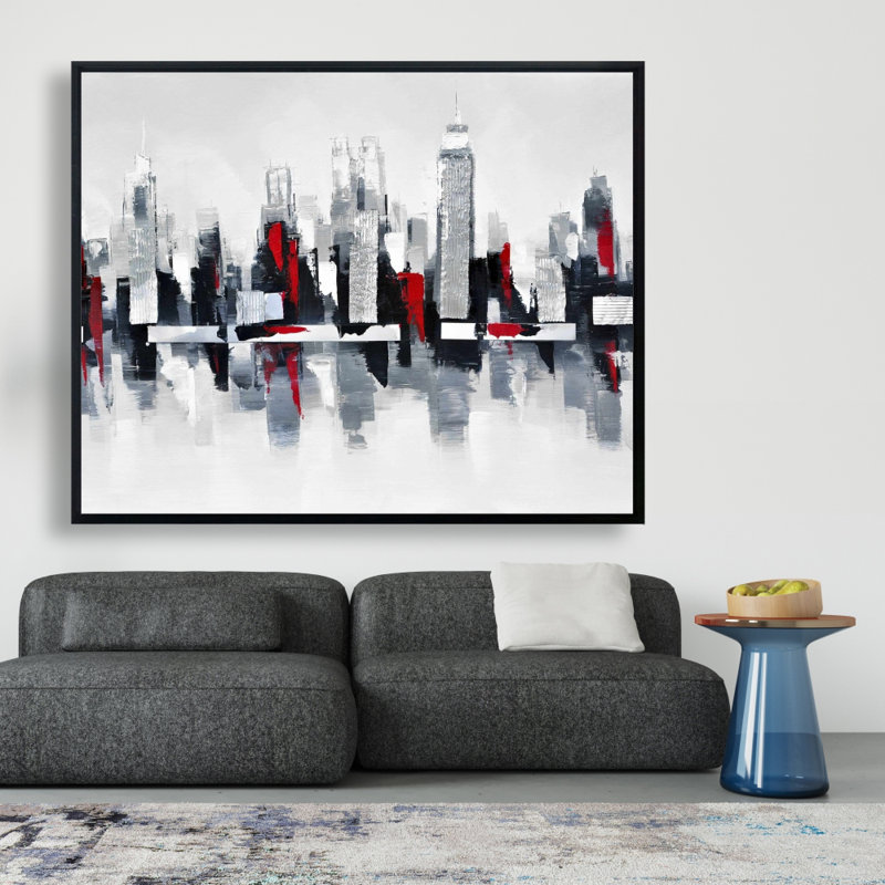 " Gray And Red Cityscape "
