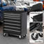 Armoire à outils noire verrouillable à 7 tiroirs avec rangement à roulettes pour garage et atelier