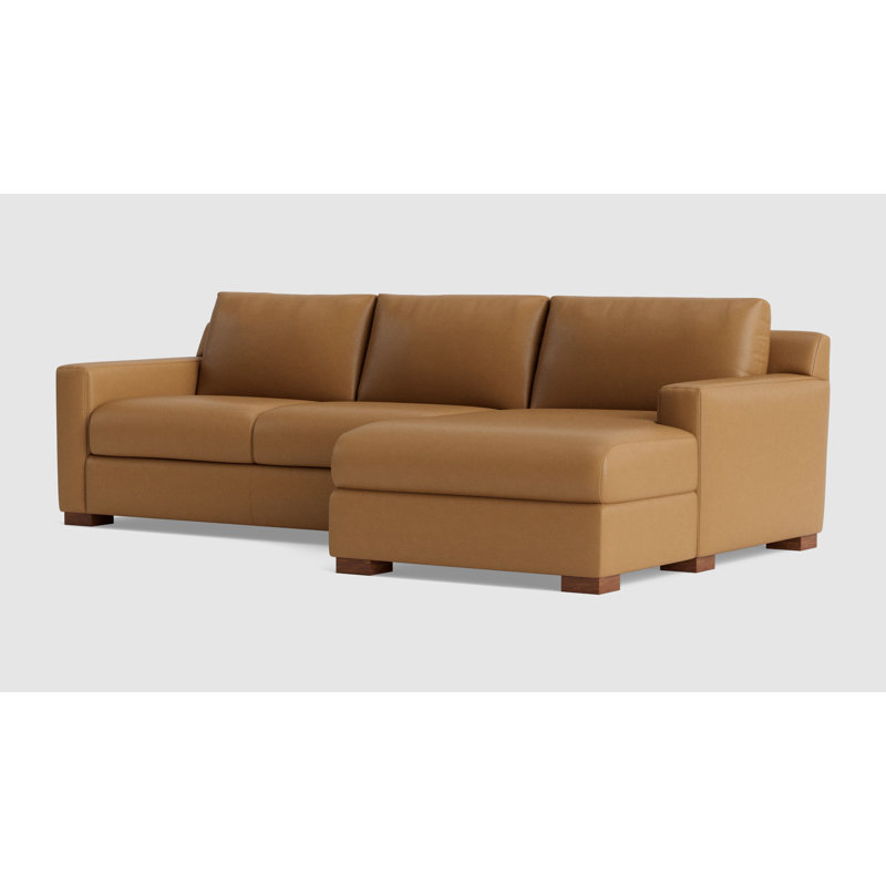 Catalina Chaise Sectional, Leather - Butterscotch, Right Hand Facing