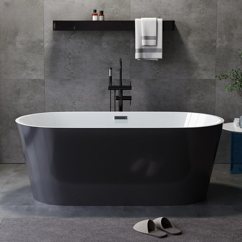 Baignoire ovale moderne simple en acrylique, Noir