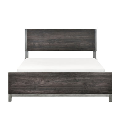 Bedroom Full Bed In Modern Design, Brownish Gray And Antique Silver, Materials Construction With Appeal, Silver Finish,
